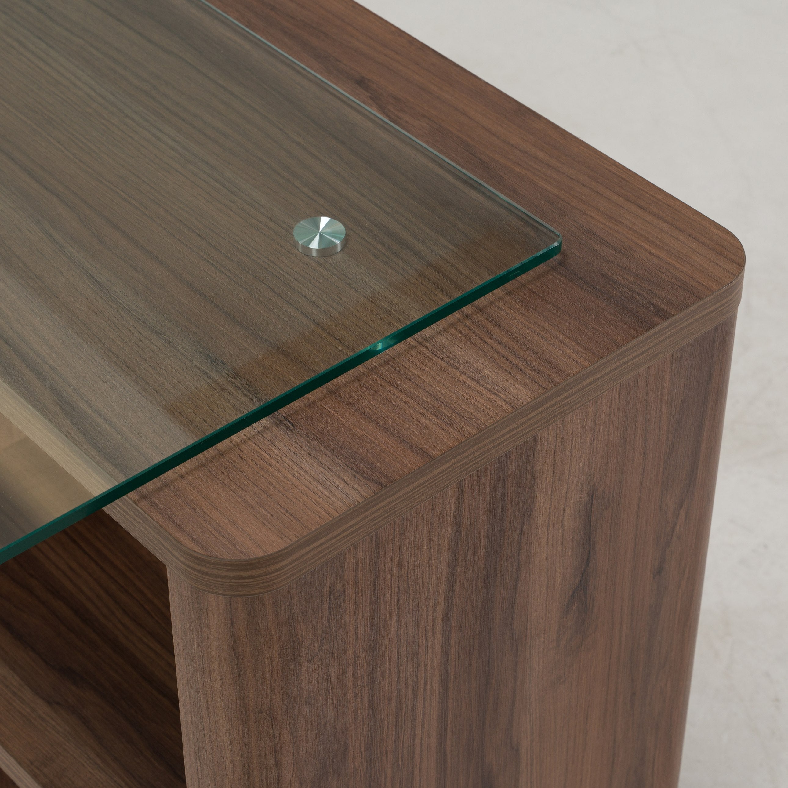 Roma - Modern Glass + Walnut Reversible Desk