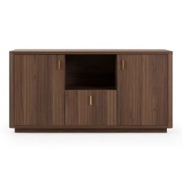 Roma - Modern Walnut + Gold File Cabinet