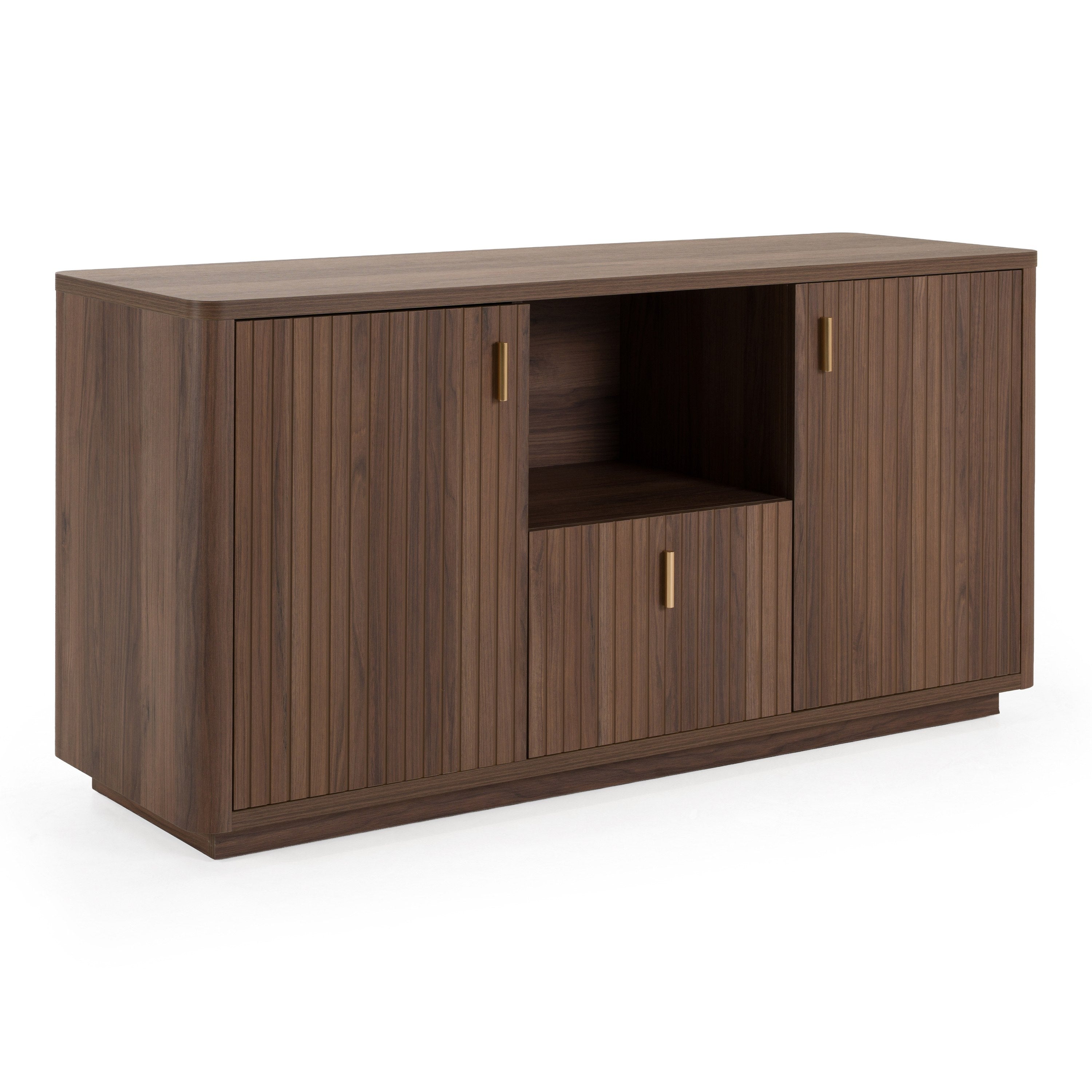 Roma - Modern Walnut + Gold File Cabinet