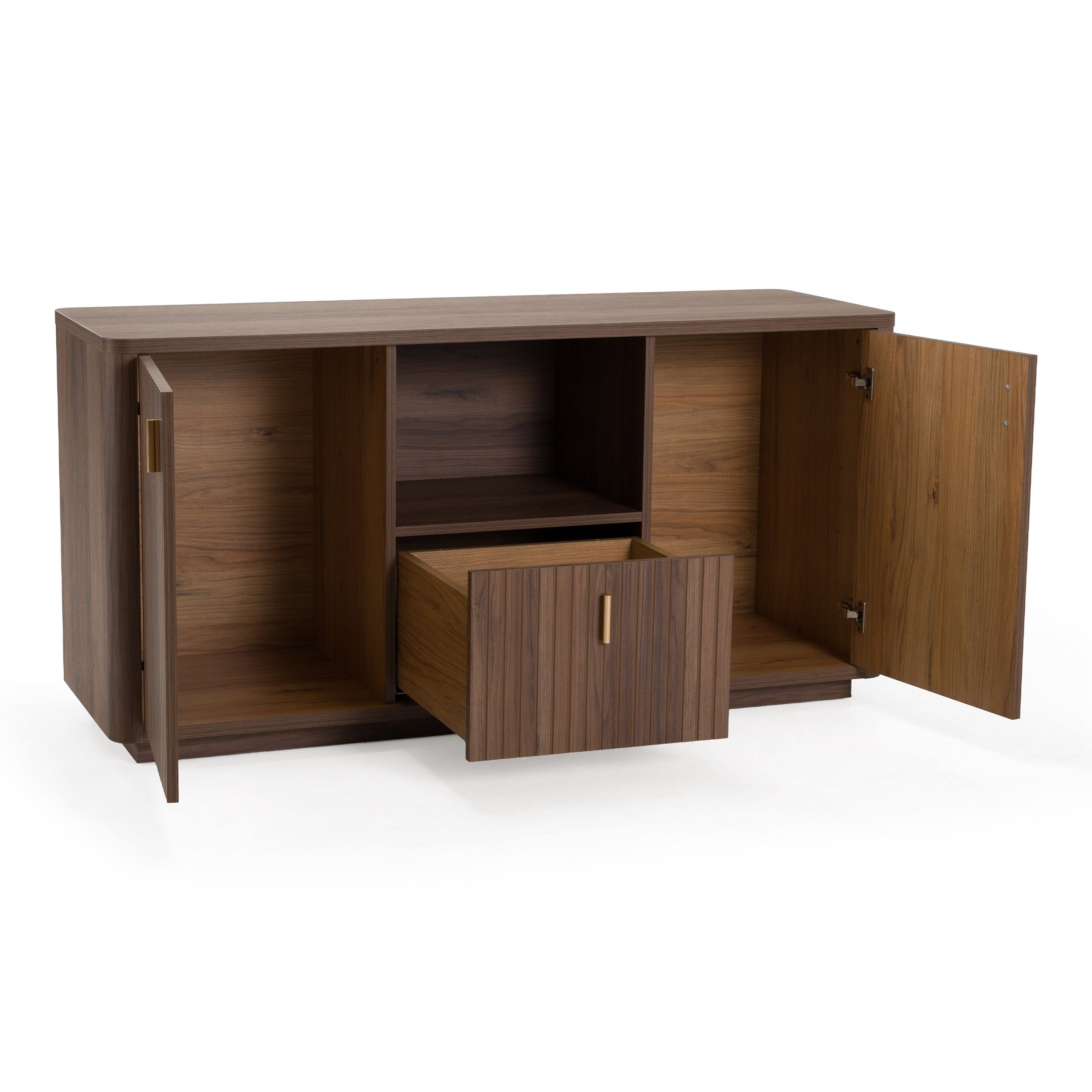 Roma - Modern Walnut + Gold File Cabinet