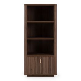 Roma - Modern Walnut + Gold Bookcase