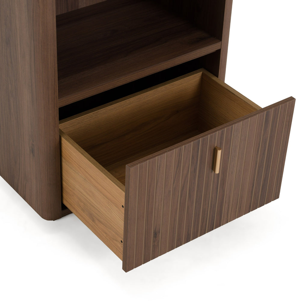 Roma - Modern Walnut + Gold Bookcase