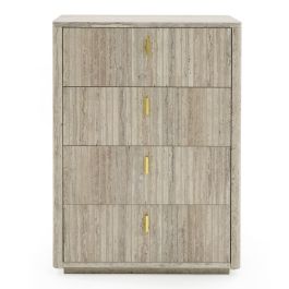 Roma - Modern Faux Travertine + Gold Chest