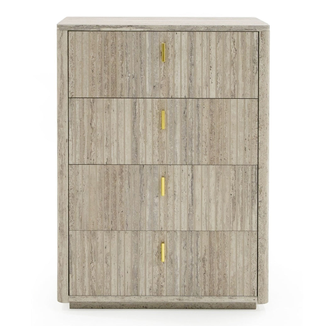 Roma - Modern Faux Travertine + Gold Chest