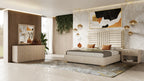Roma - Modern Faux Travertine + Gold Nightstand