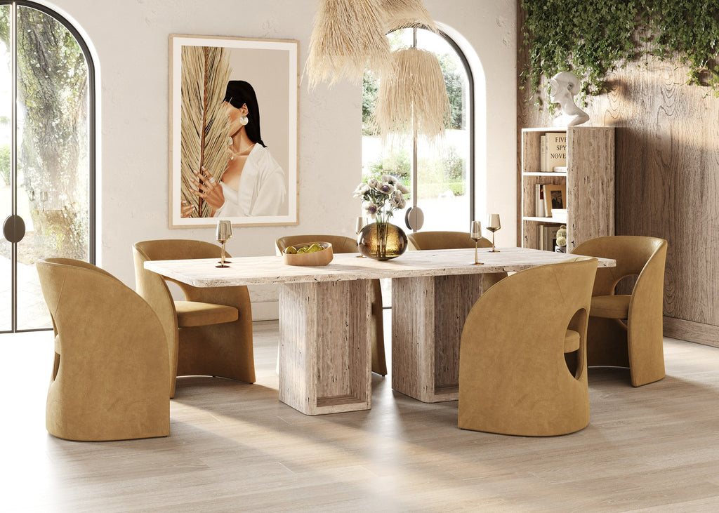 Roma - Modern Travertine Rectangular Dining Table