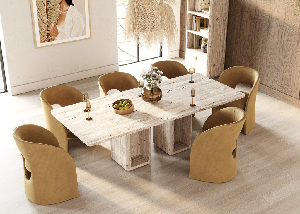 Roma - Modern Travertine Rectangular Dining Table