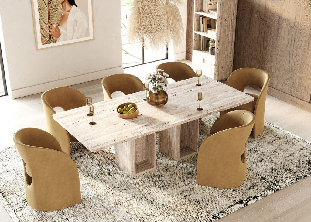 Roma - Modern Travertine Rectangular Dining Table