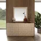 Roma - Modern Faux Travertine + Gold Mirror