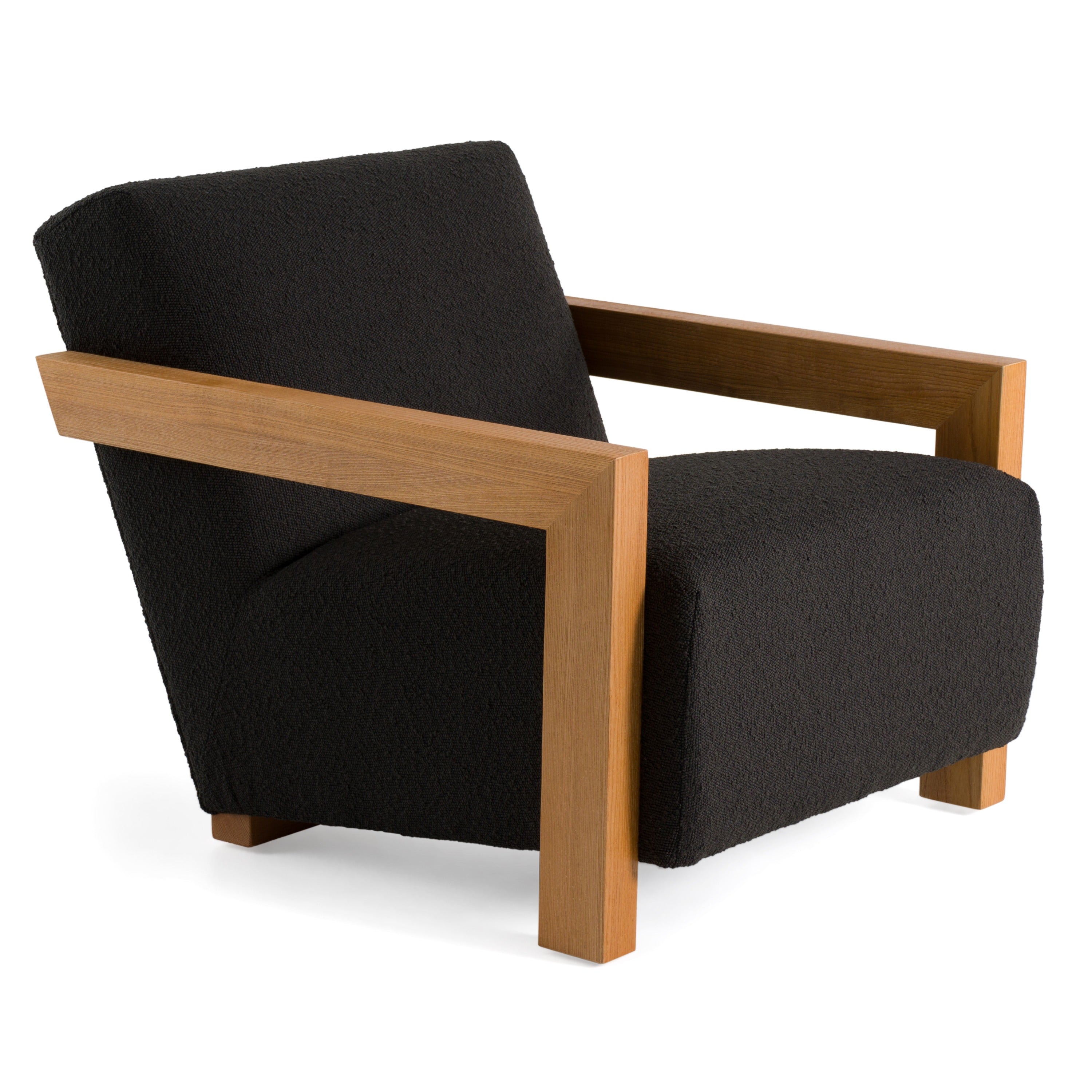 Modrest Rosen - Modern Black Fabric + Natural Oak Accent Chair