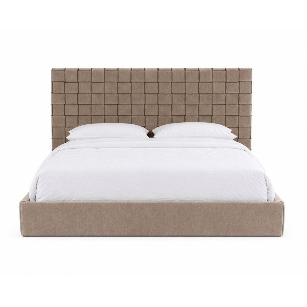 Eastern King Rousey - Modern Taupe Fabric Bed - Modern Taupe Fabric Bed