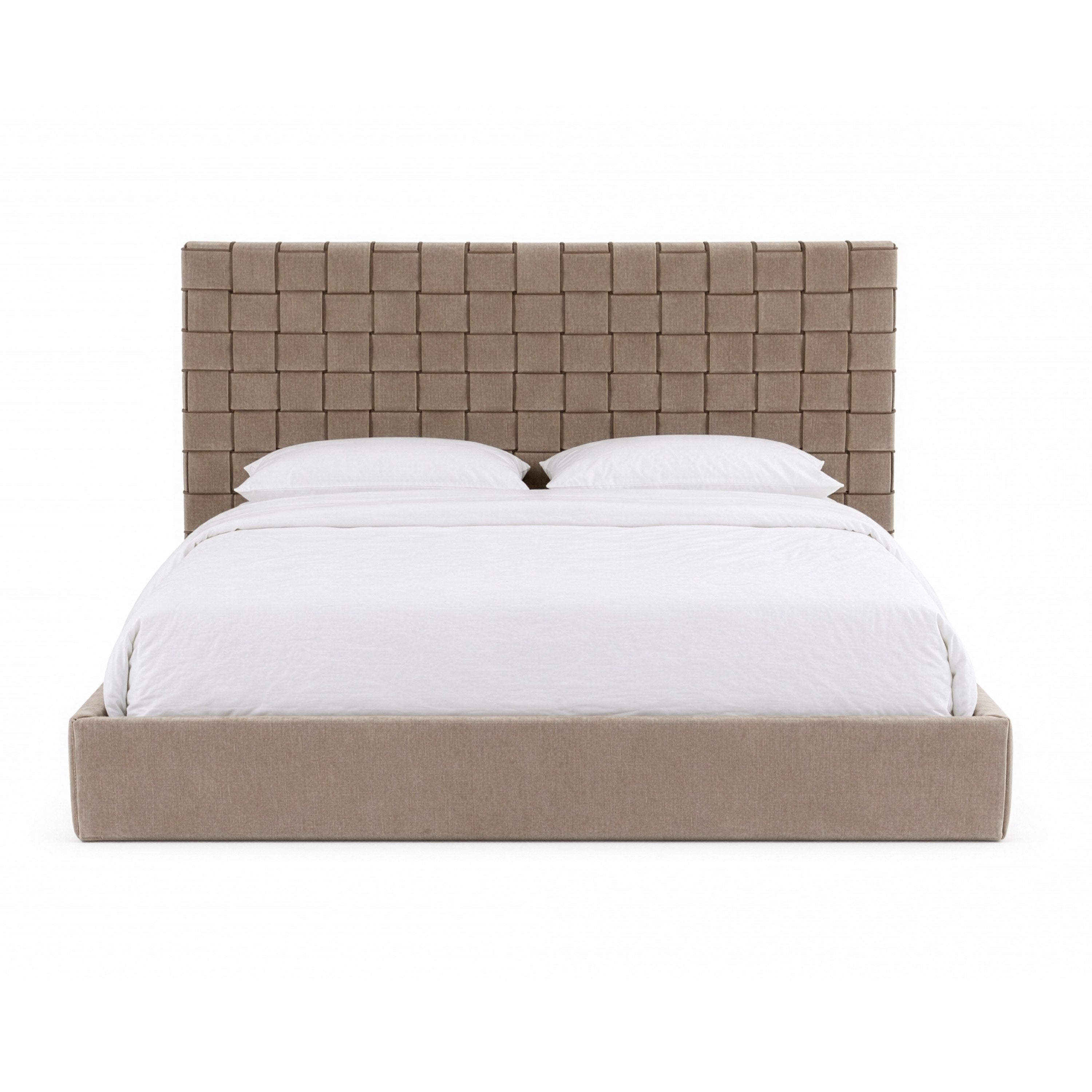 Eastern King Rousey - Modern Taupe Fabric Bed - Modern Taupe Fabric Bed