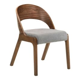 Runyon Modern Walnut & Grey Fabric Dining Chair (Set of 2)