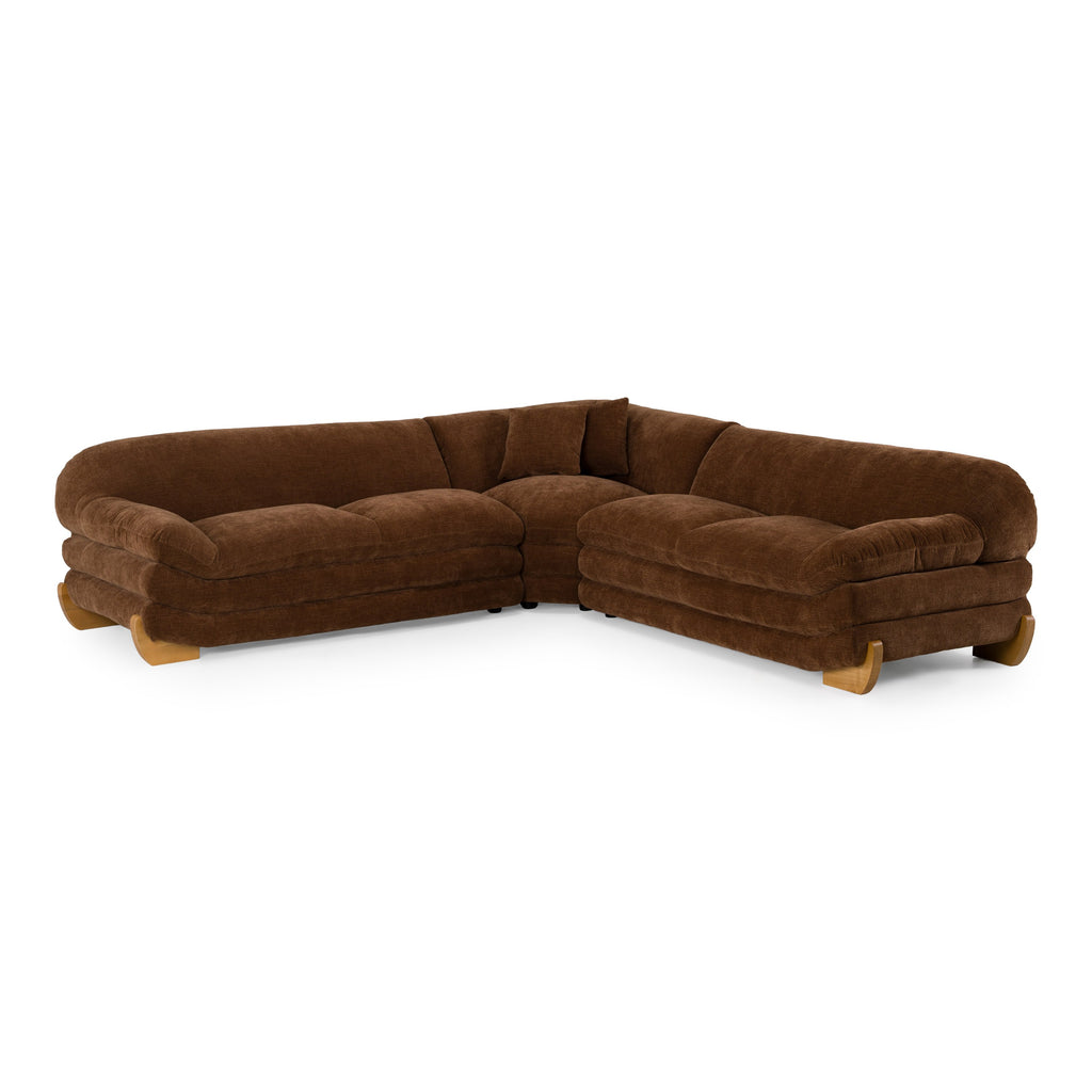 Crockett - Modern Brown Fabric Sectional Sofa