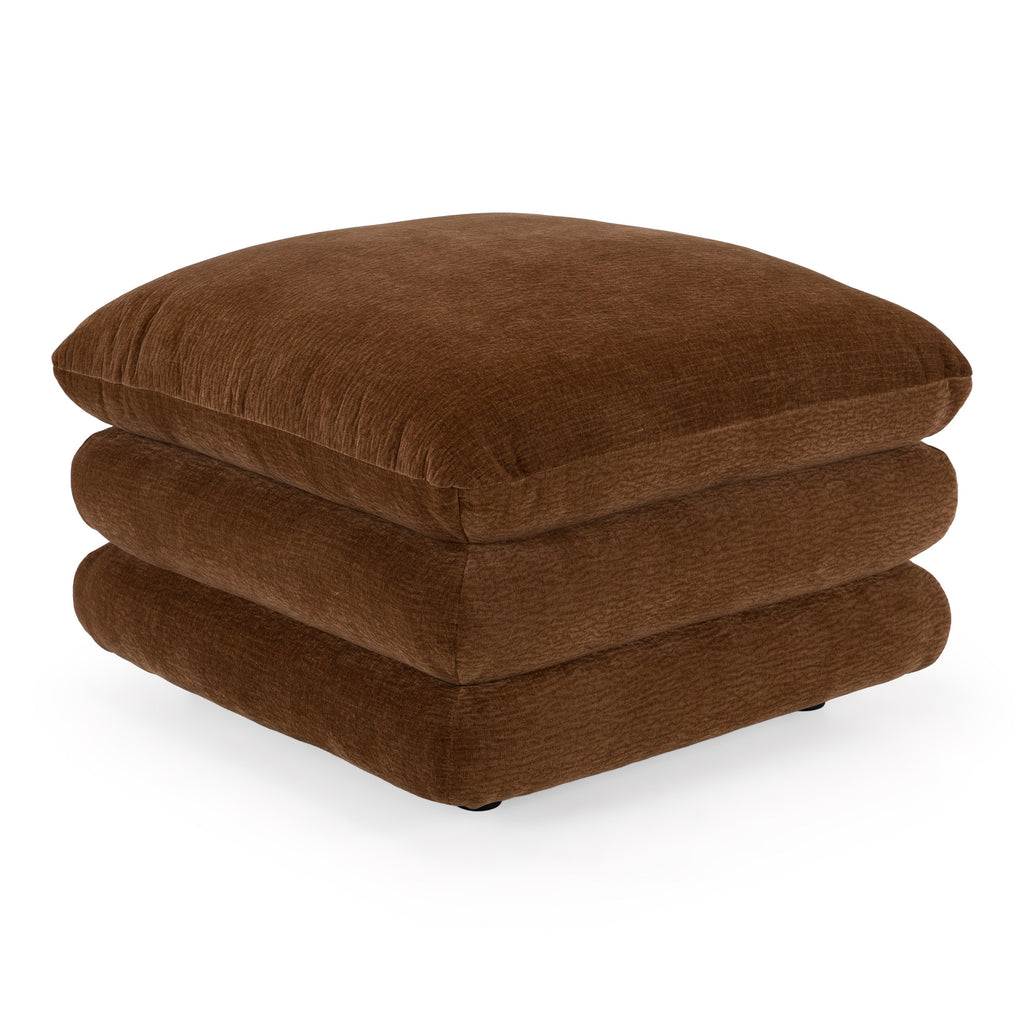 Crockett - Modern Brown Fabric Ottoman