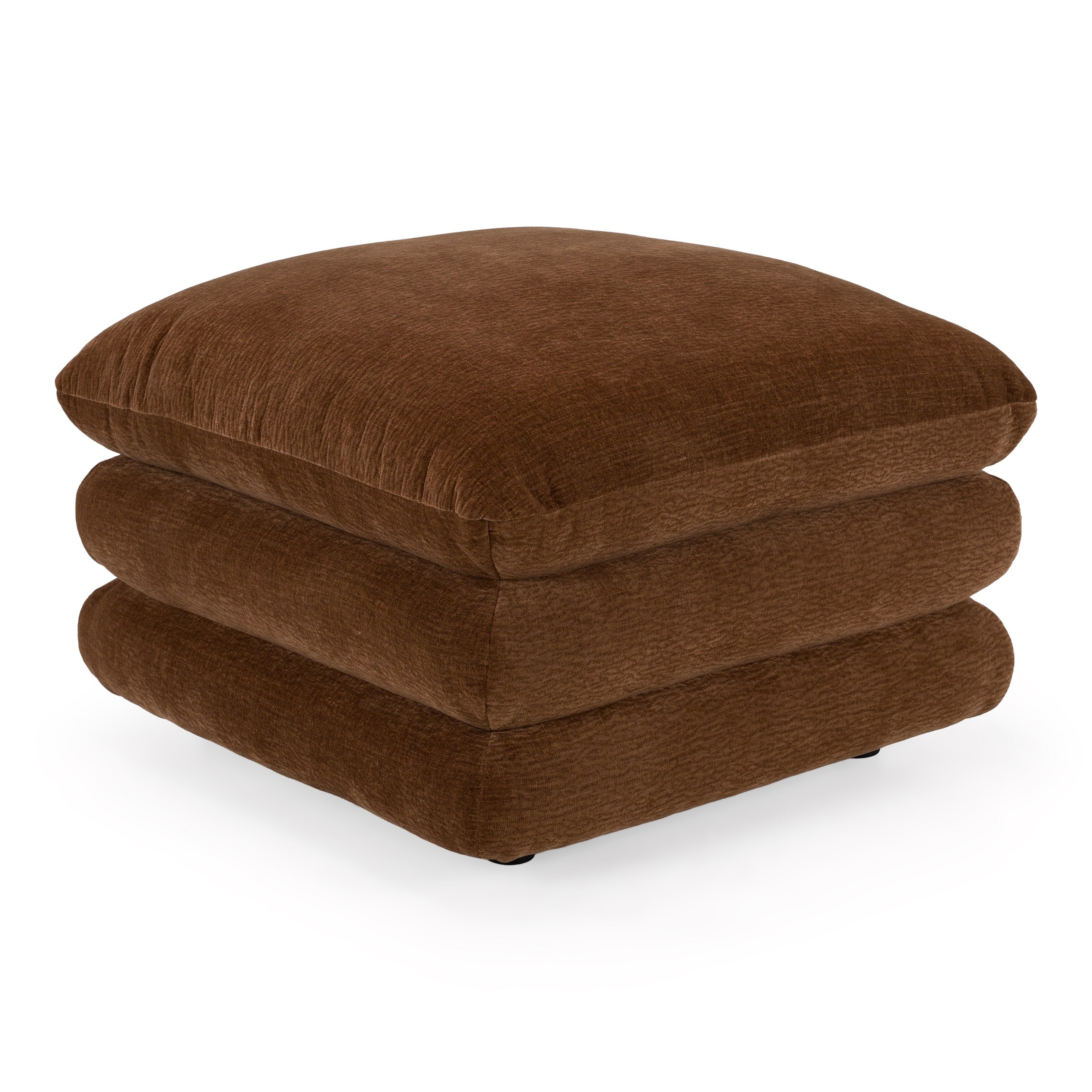 Crockett - Modern Brown Fabric Ottoman