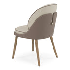 Pangea - Mid-Century Modern Cream & Taupe Vegan Leather + Grey Ash Dining Chair (Set of 2)