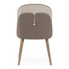 Pangea - Mid-Century Modern Cream & Taupe Vegan Leather + Grey Ash Dining Chair (Set of 2)