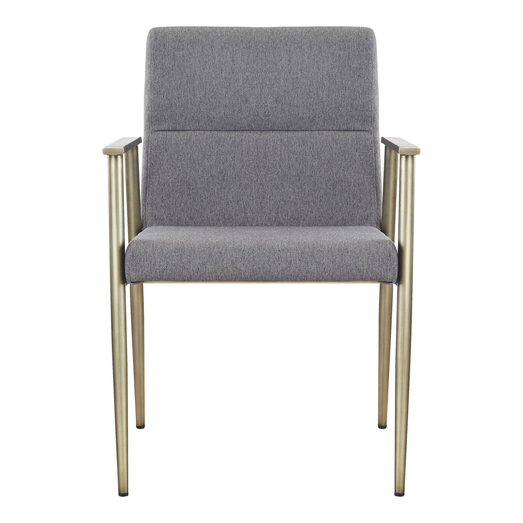 Sabri - Contemporary Grey & Antique Brass Arm Dining Chair