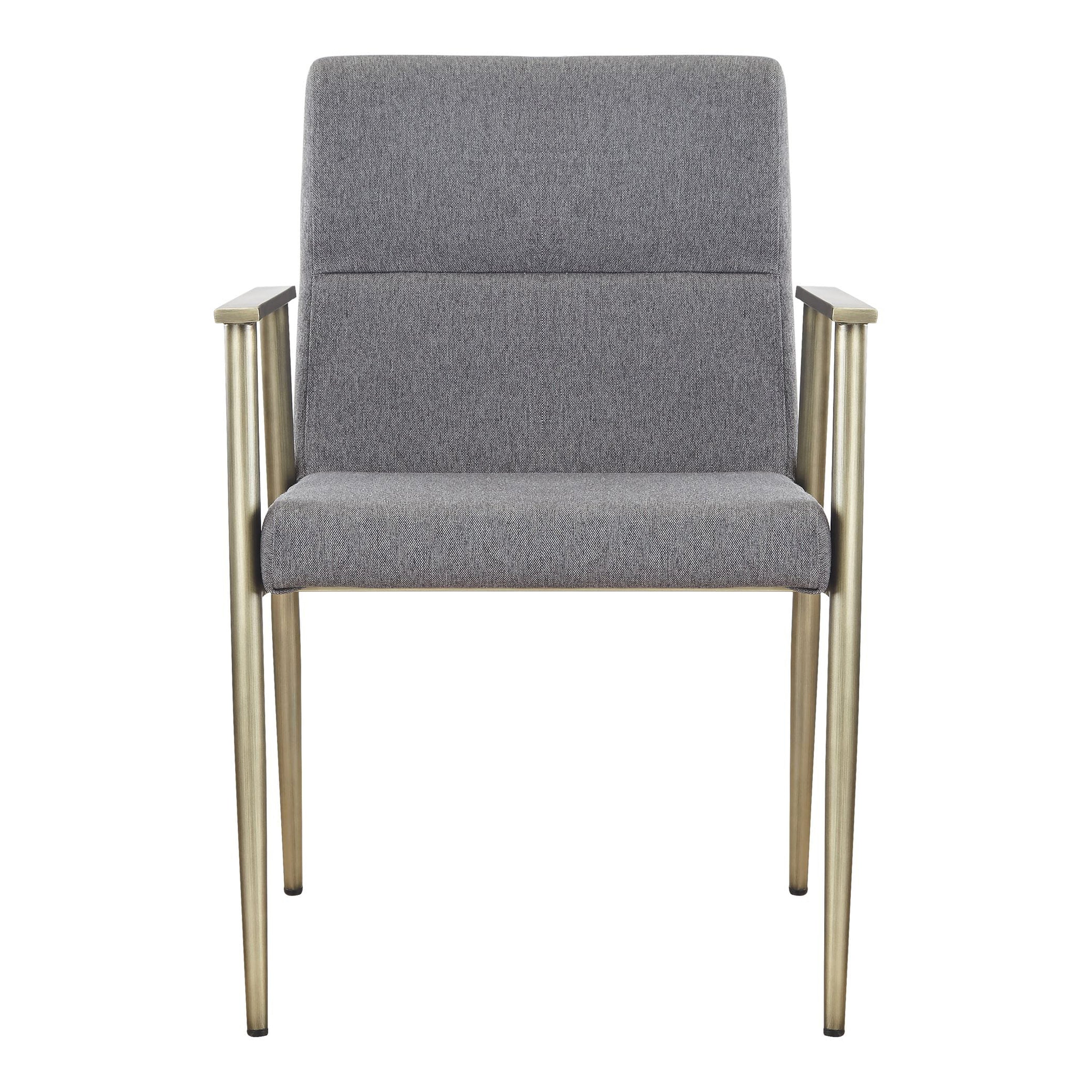 Sabri - Contemporary Grey & Antique Brass Arm Dining Chair