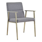 Sabri - Contemporary Grey & Antique Brass Arm Dining Chair