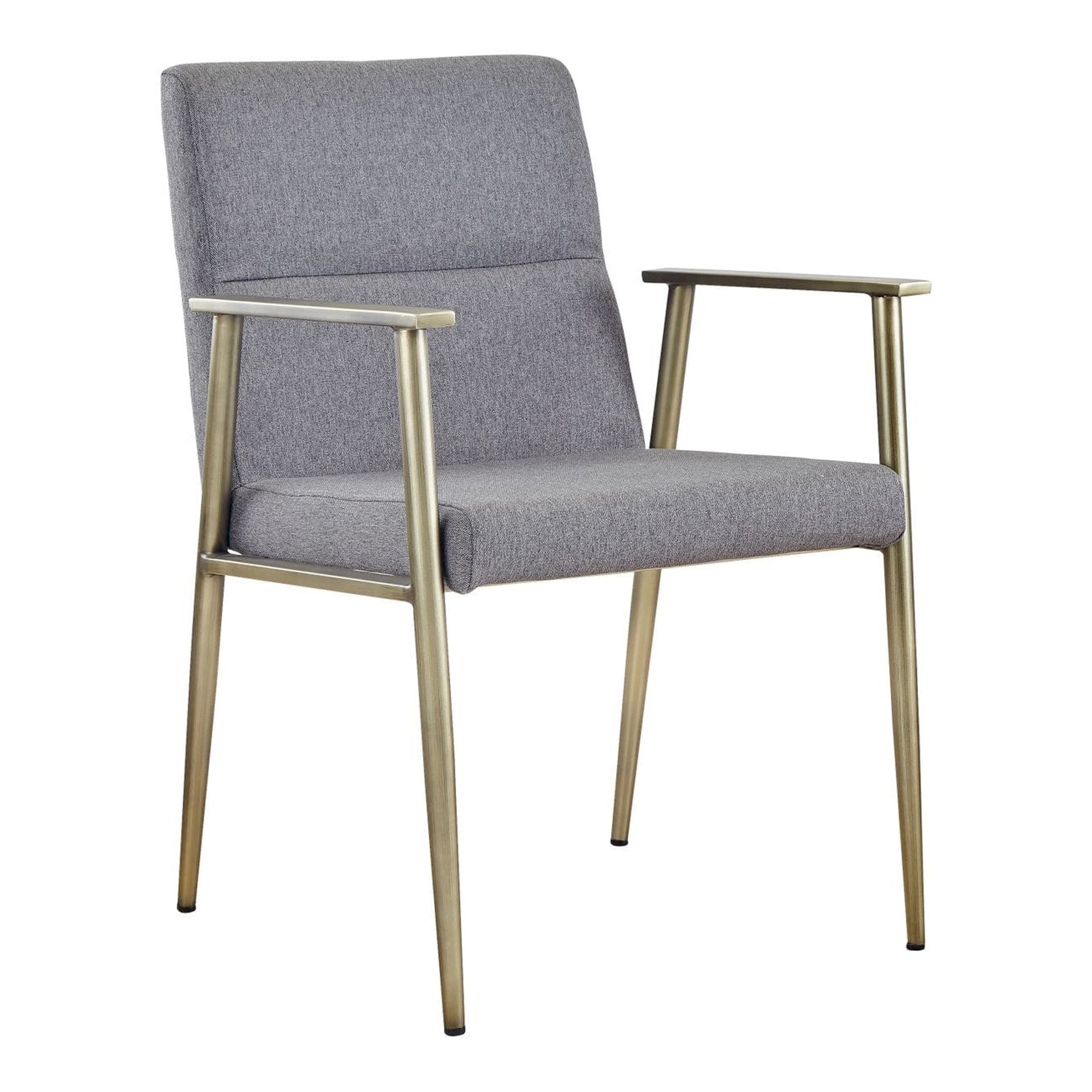 Sabri - Contemporary Grey & Antique Brass Arm Dining Chair