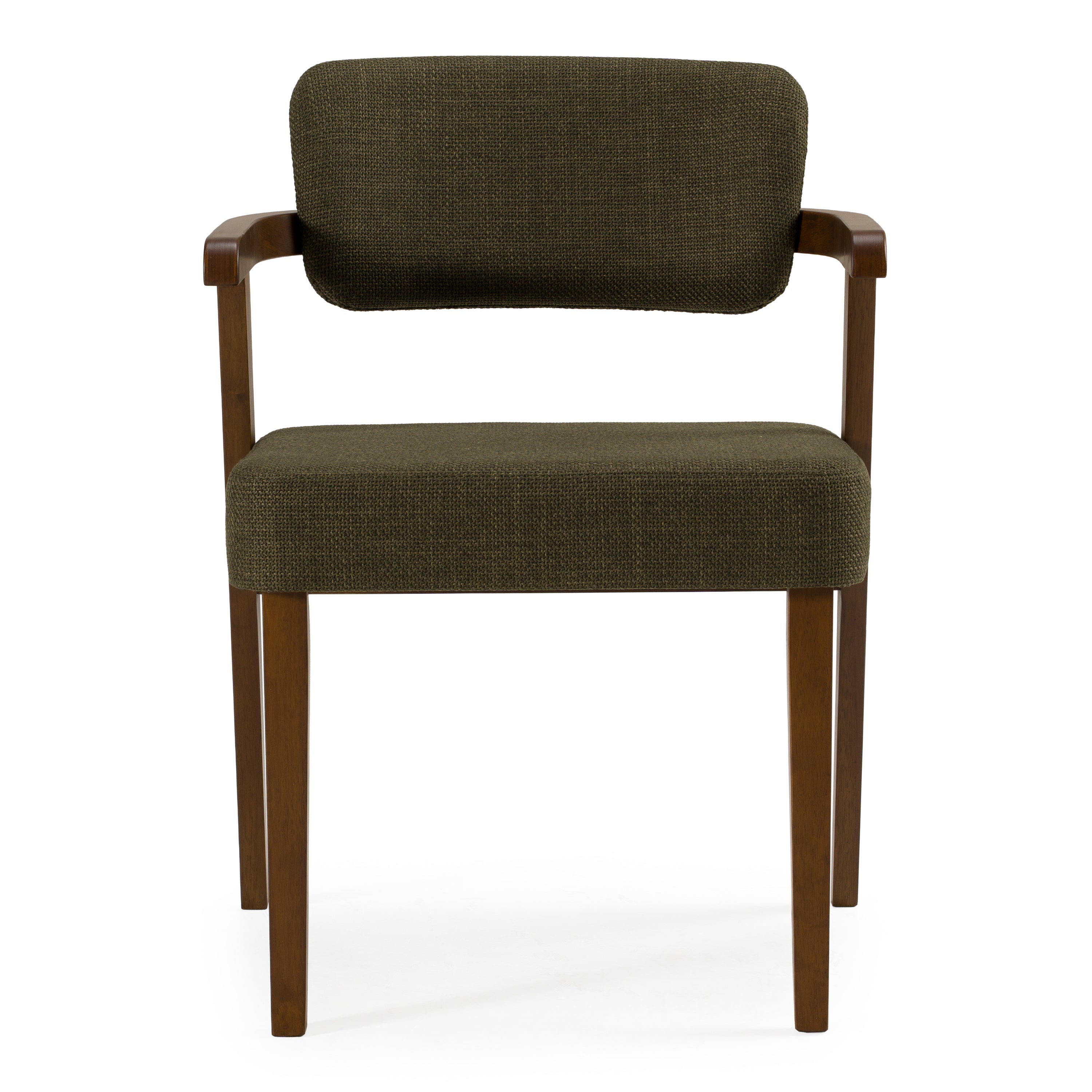 Sacks - Mid-Century Modern Green Fabric + Walnut Dining Chair