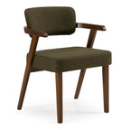 Sacks - Mid-Century Modern Green Fabric + Walnut Dining Chair