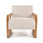 Sada - Mid-Century Modern Beige Linen + Chestnut Accent Chair