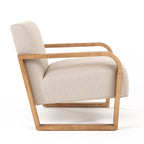 Sada - Mid-Century Modern Beige Linen + Chestnut Accent Chair