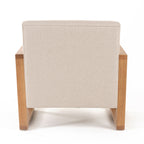 Sada - Mid-Century Modern Beige Linen + Chestnut Accent Chair