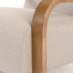 Sada - Mid-Century Modern Beige Linen + Chestnut Accent Chair