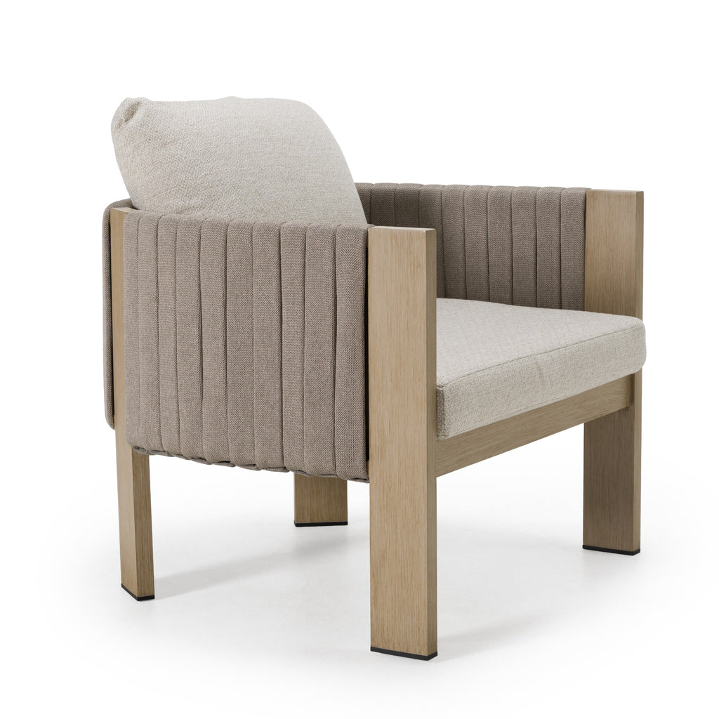 Salvora - Outdoor Beige Fabric & Grey Rope Chair