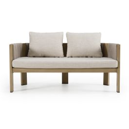 Salvora - Outdoor Beige Fabric & Grey Rope Loveseat
