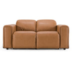 Sandstone - Modern Brown Leather Loveseat with 2 Electric Recliners