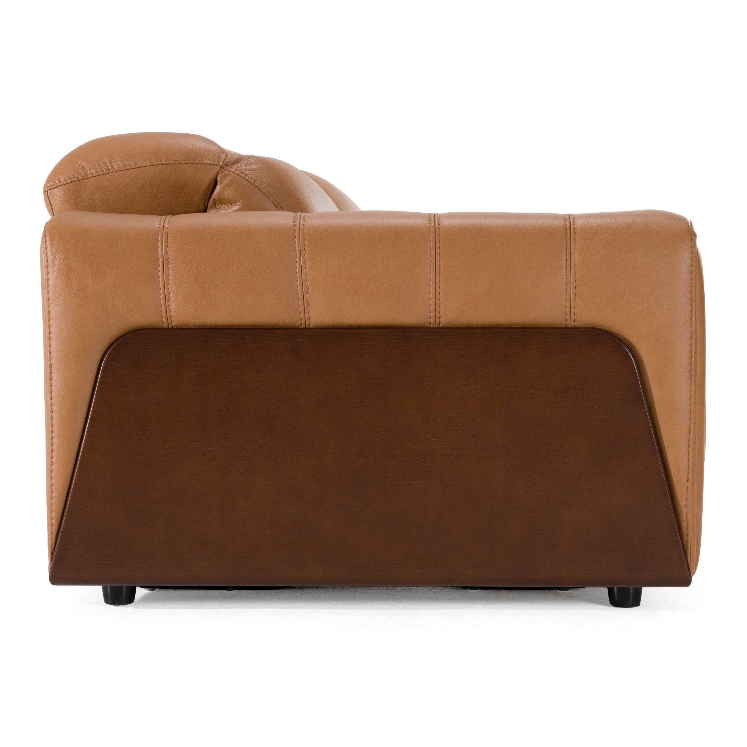 Sandstone - Modern Brown Leather Loveseat with 2 Electric Recliners