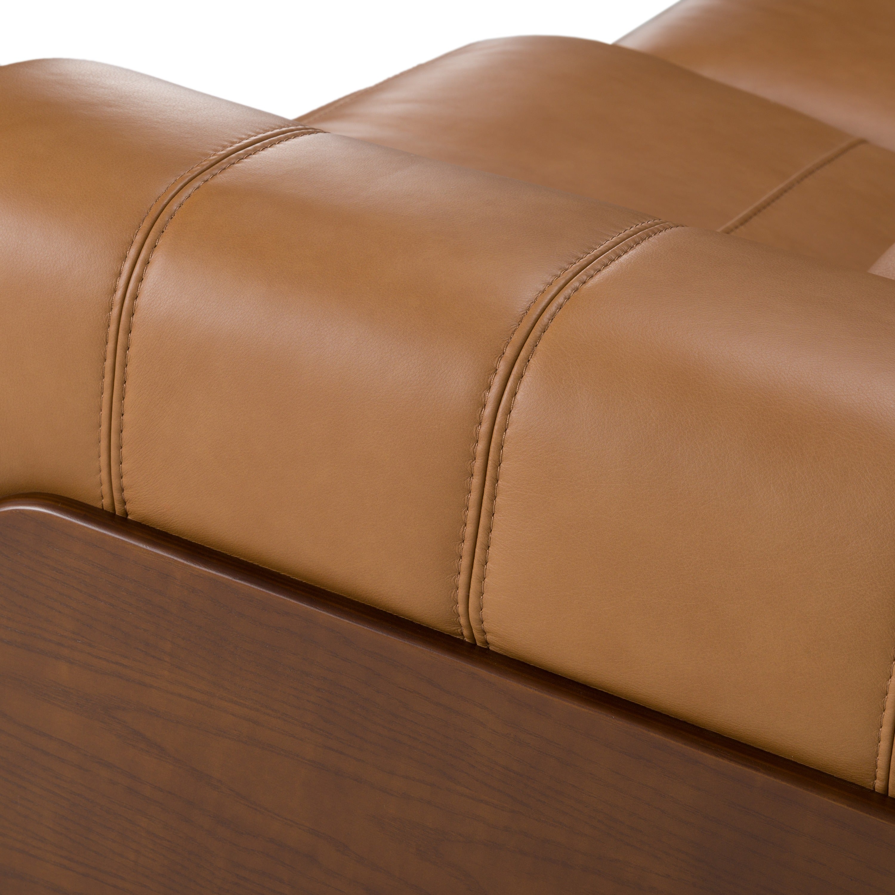 Sandstone - Modern Brown Leather Sofa with 2 Electric Recliners