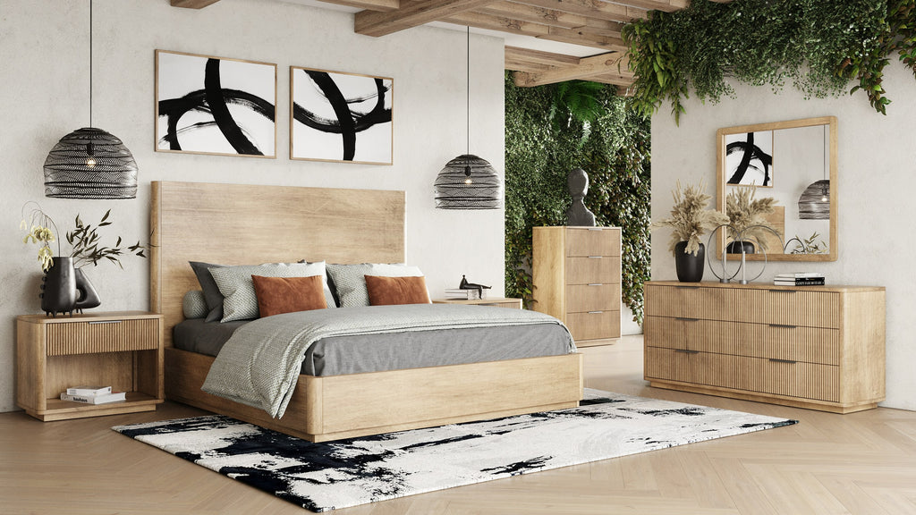 Santa Monica - Modern Natural Oak Bed - Modern Natural Oak Bed