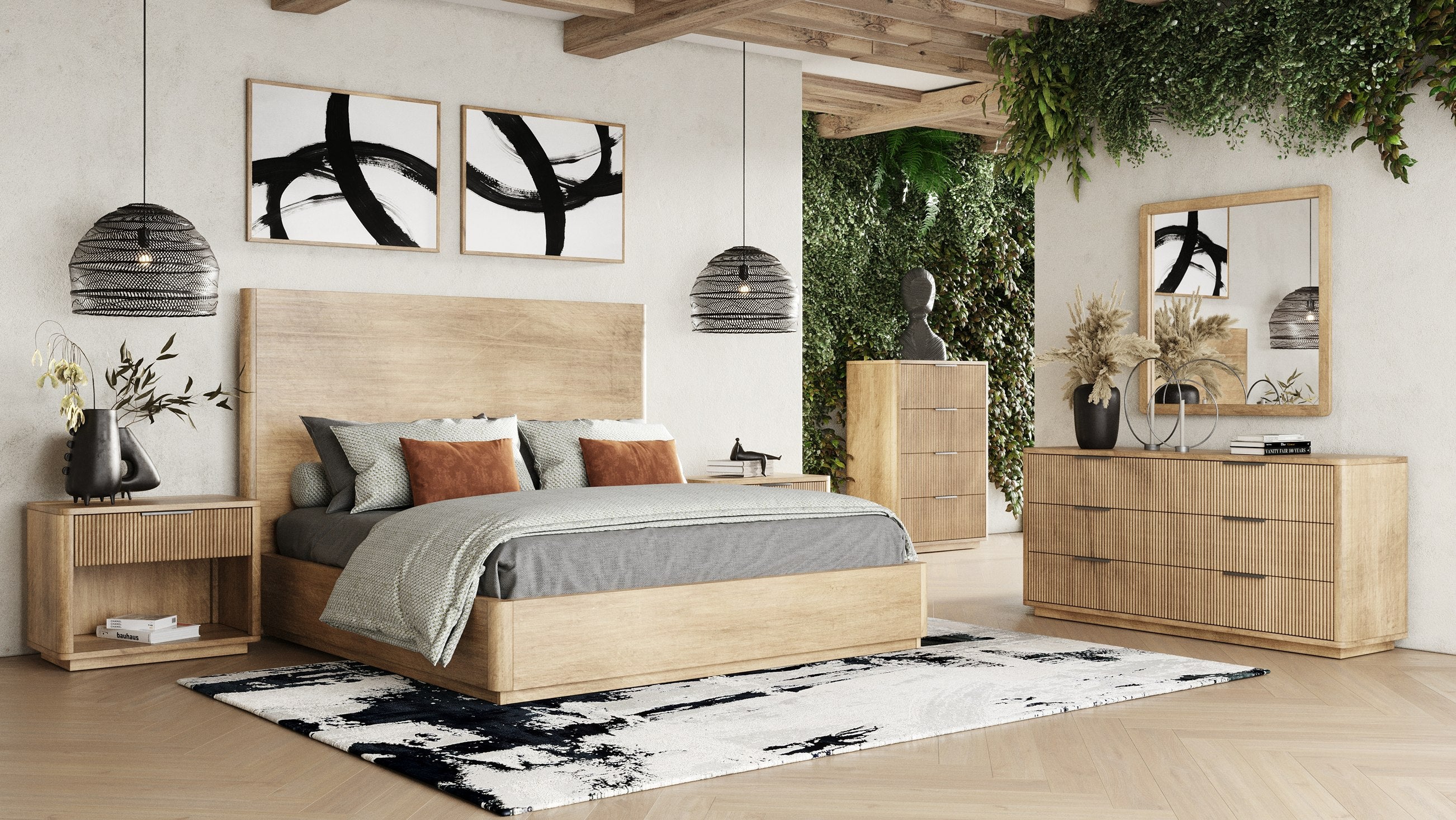 Santa Monica - Modern Natural Oak Bed - Modern Natural Oak Bed