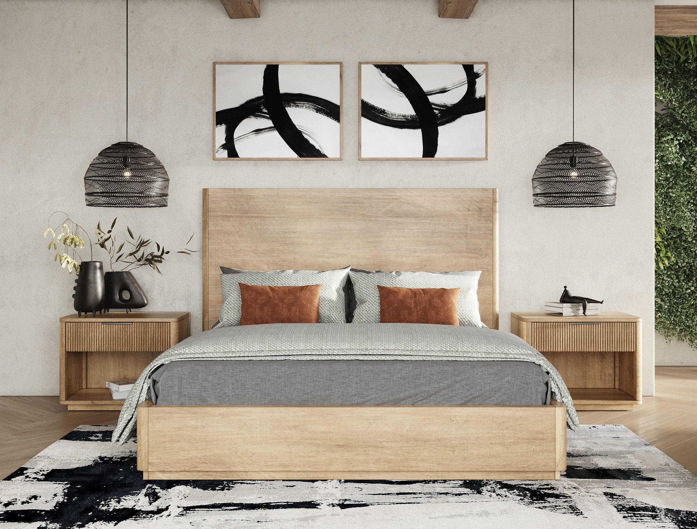 Santa Monica - Modern Natural Oak Bedroom Set - Modern Natural Oak Bedroom Set
