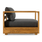 Santorini - Outdoor Grey Olefin Fabric + Natural Teak Lounge Chair