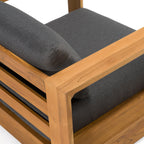 Santorini - Outdoor Grey Olefin Fabric + Natural Teak Lounge Chair