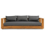 Santorini - Outdoor Grey Olefin Fabric + Natural Teak Sofa