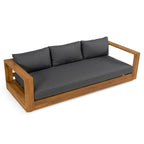 Santorini - Outdoor Grey Olefin Fabric + Natural Teak Sofa