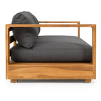 Santorini - Outdoor Grey Olefin Fabric + Natural Teak Sofa