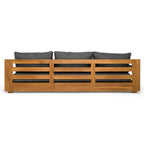 Santorini - Outdoor Grey Olefin Fabric + Natural Teak Sofa