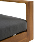 Santorini - Outdoor Grey Olefin Fabric + Natural Teak Sofa