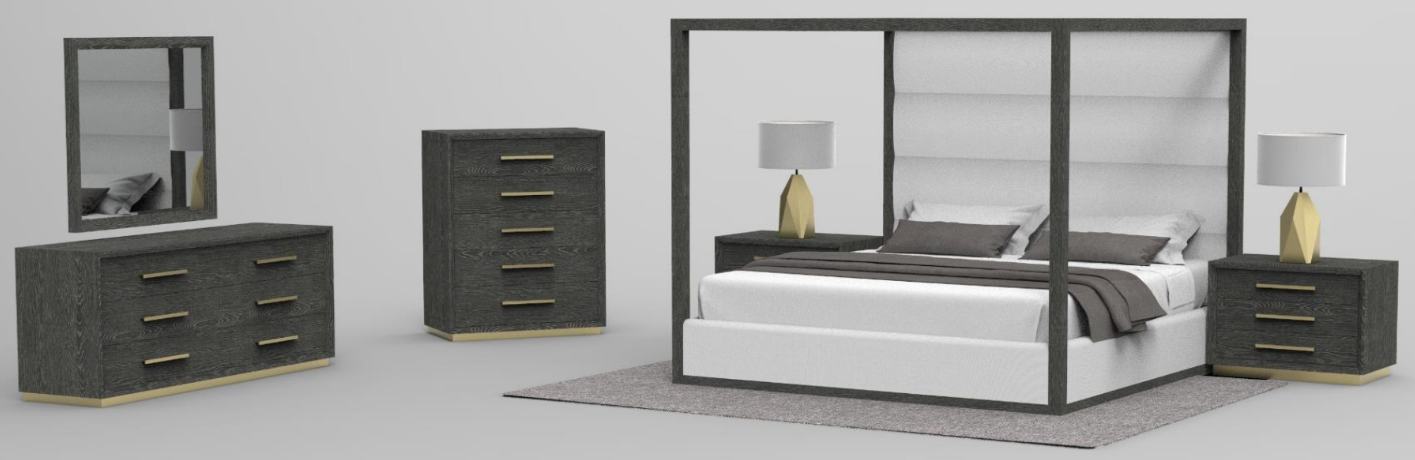 Manhattan - Contemporary Grey and Gold Dresser