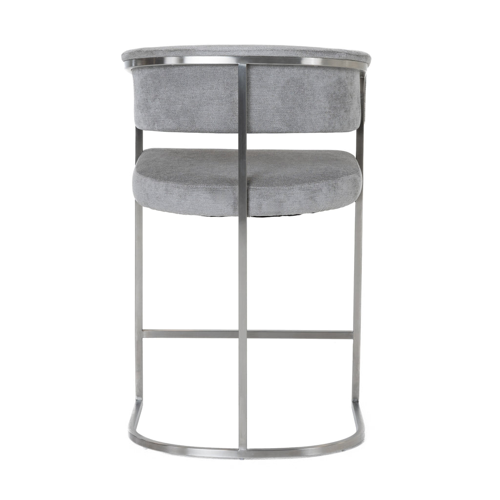 Sebastian - Modern Grey Fabric + Stainless Steel Counter Chair
