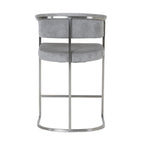 Sebastian - Modern Grey Fabric + Stainless Steel Counter Chair
